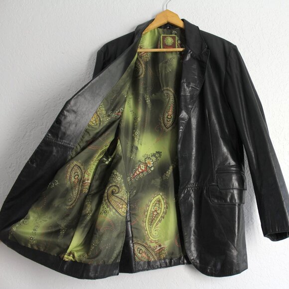 Kuhlman Genuine Leather Black Jacket paisley lining Men Size 3 / M - Picture 10 of 10